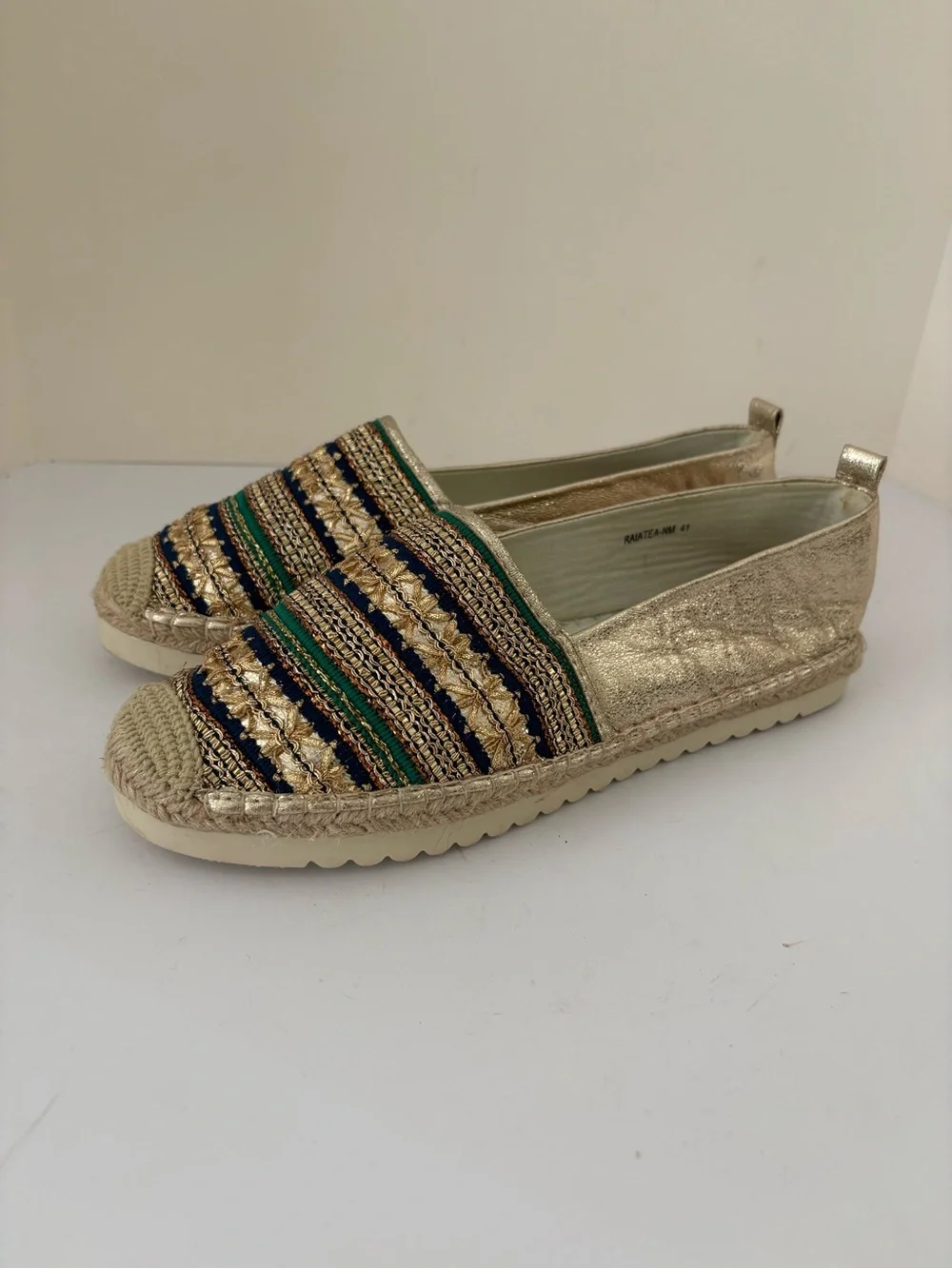 Patrizia by Spring Step Raiatea Espadrille/ Flats Metallic Gold. Sz 41 (9.5-10)